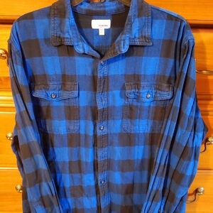Sonoma Men's Blue and Black Plaid Shirt